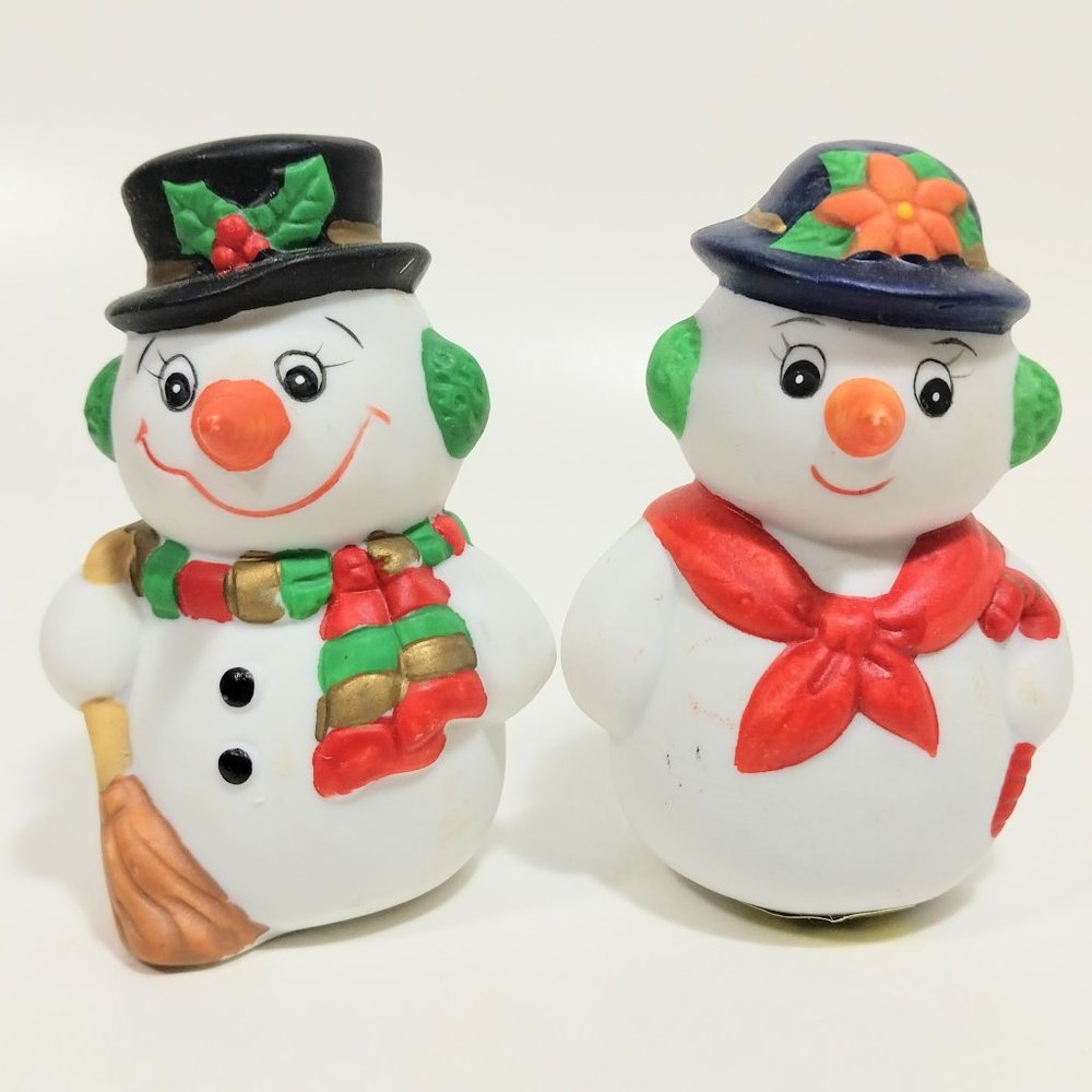 Salt & Pepper Shakers Russ Christmas Frosty Friends Snowman Couple And Box #1265